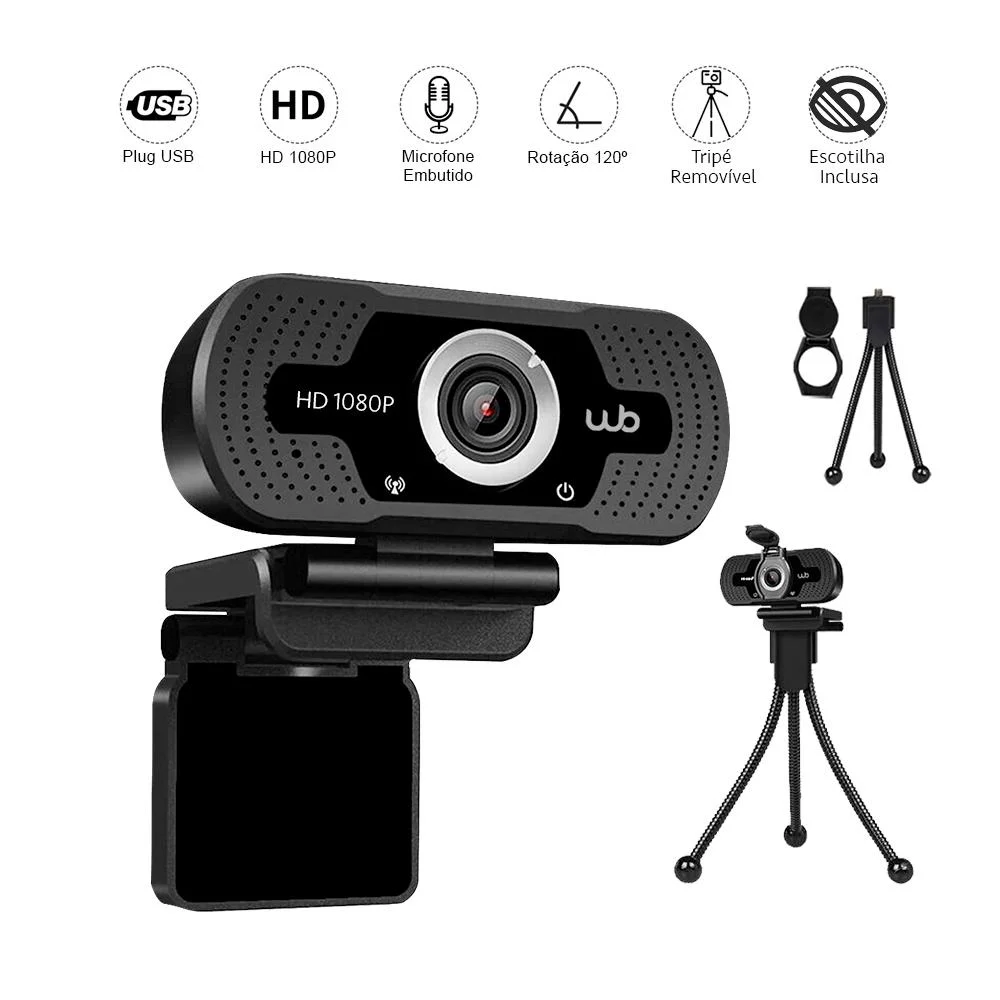 Imagem 5 de 5 do produto Webcam Full HD 1080p WB, Amplo Ângulo 110°