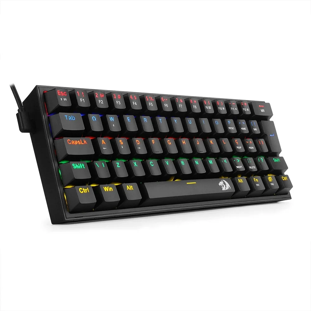 Imagem 2 de 5 do produto Teclado Mecânica Redragon Fizz Switch Brown Rainbow C/fio Preto