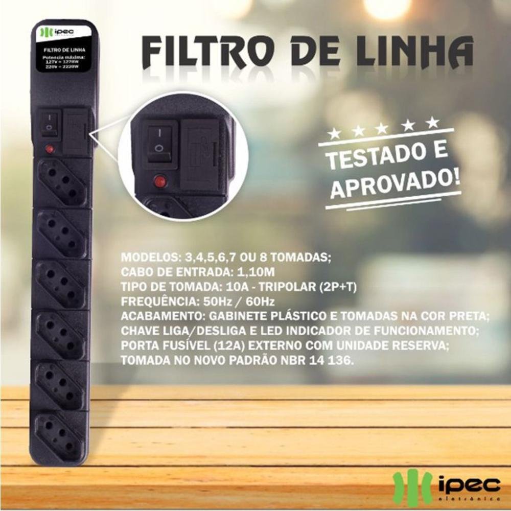 Imagem 2 de 2 do produto Filtro De Linha Extensão Abs, 6 Tomadas