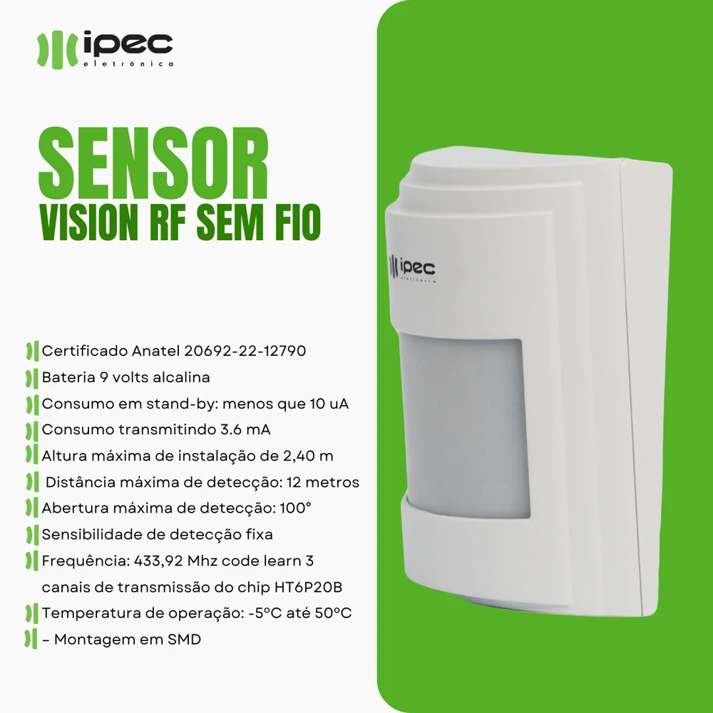 Imagem 4 de 4 do produto Sensor Passivo Sem Fio, Vision RF - Ipec
