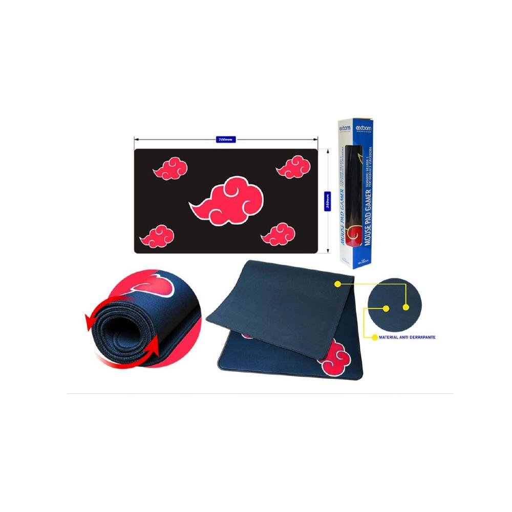 Imagem 5 de 5 do produto Mouse Pad Gamer Exbom Speed Grande 70x35cm, Naruto Akatsuki
