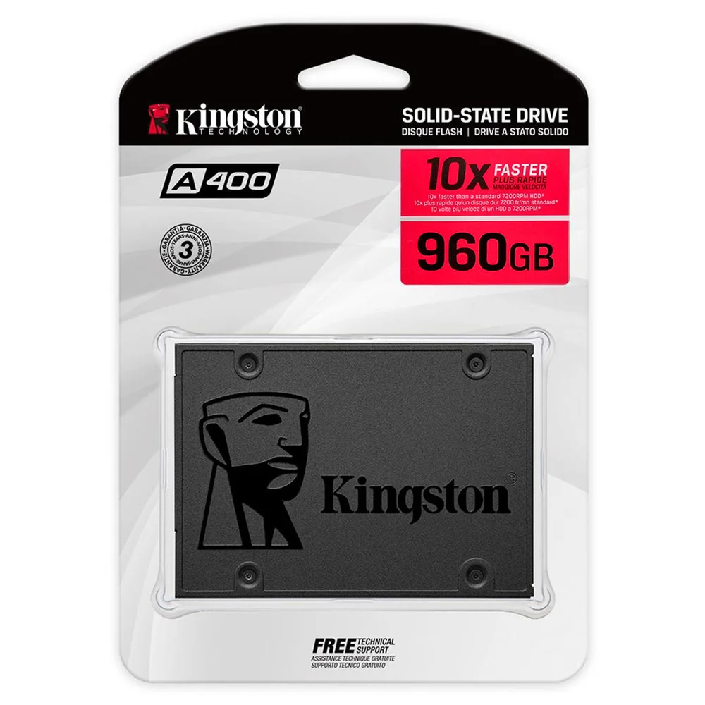 Imagem 2 de 5 do produto HD SSD 960GB Kingston A400, Sata III 6GB/S, Leitura 500MB/S, Gravação 450MB/S - Sa400s37/960g