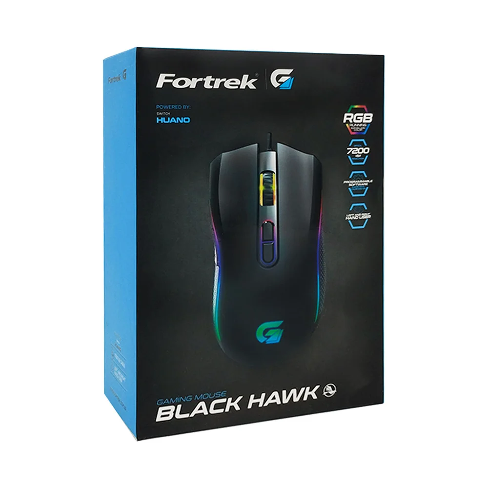 Imagem 2 de 5 do produto Mouse Gamer Fortrek G Black Hawk RGB, Usb 2.0, 7200dpi, Preto - 75682