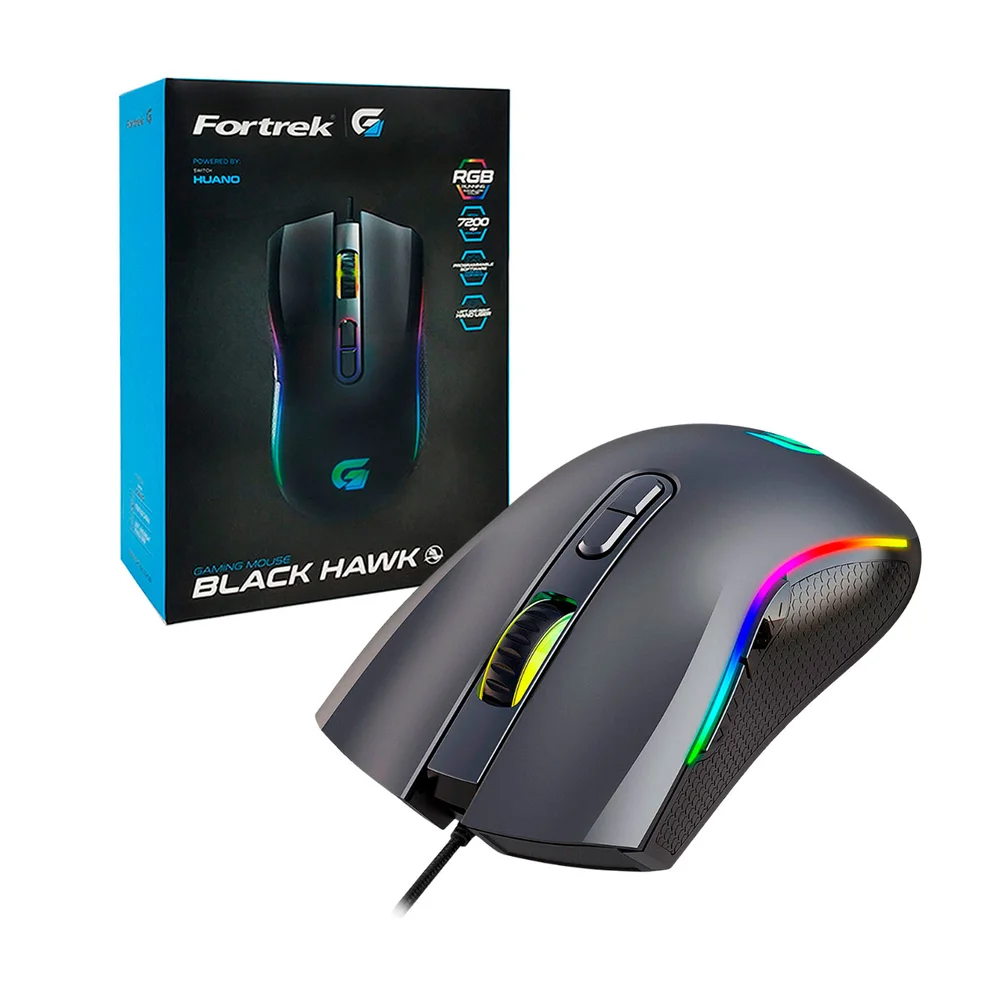 Imagem 3 de 5 do produto Mouse Gamer Fortrek G Black Hawk RGB, Usb 2.0, 7200dpi, Preto - 75682