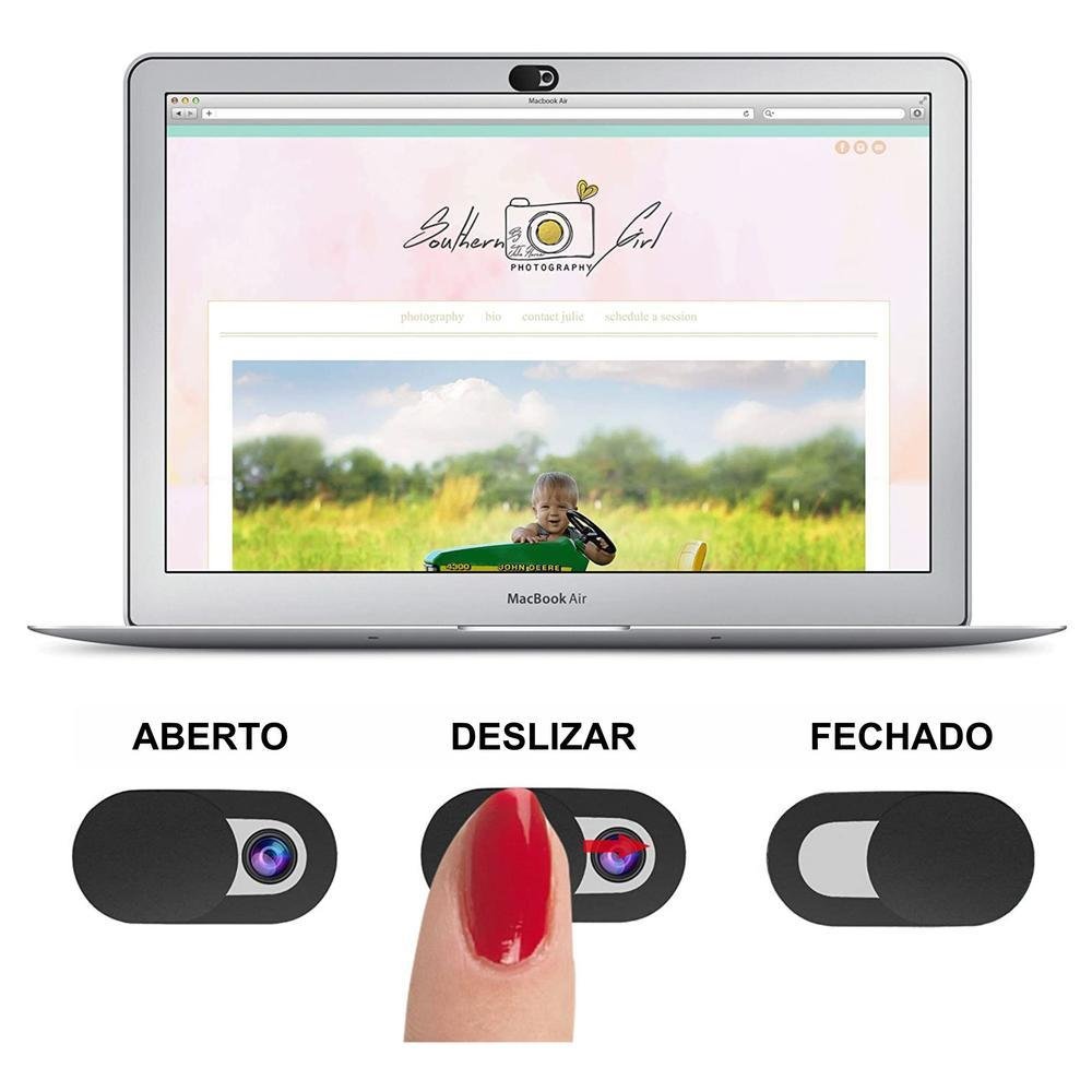 Kit 6x Tapa Tampa Bloqueador Câmera Protetor Webcam Cover Anti-espião Notebook Celular Macbook Tablet Cor: Preto