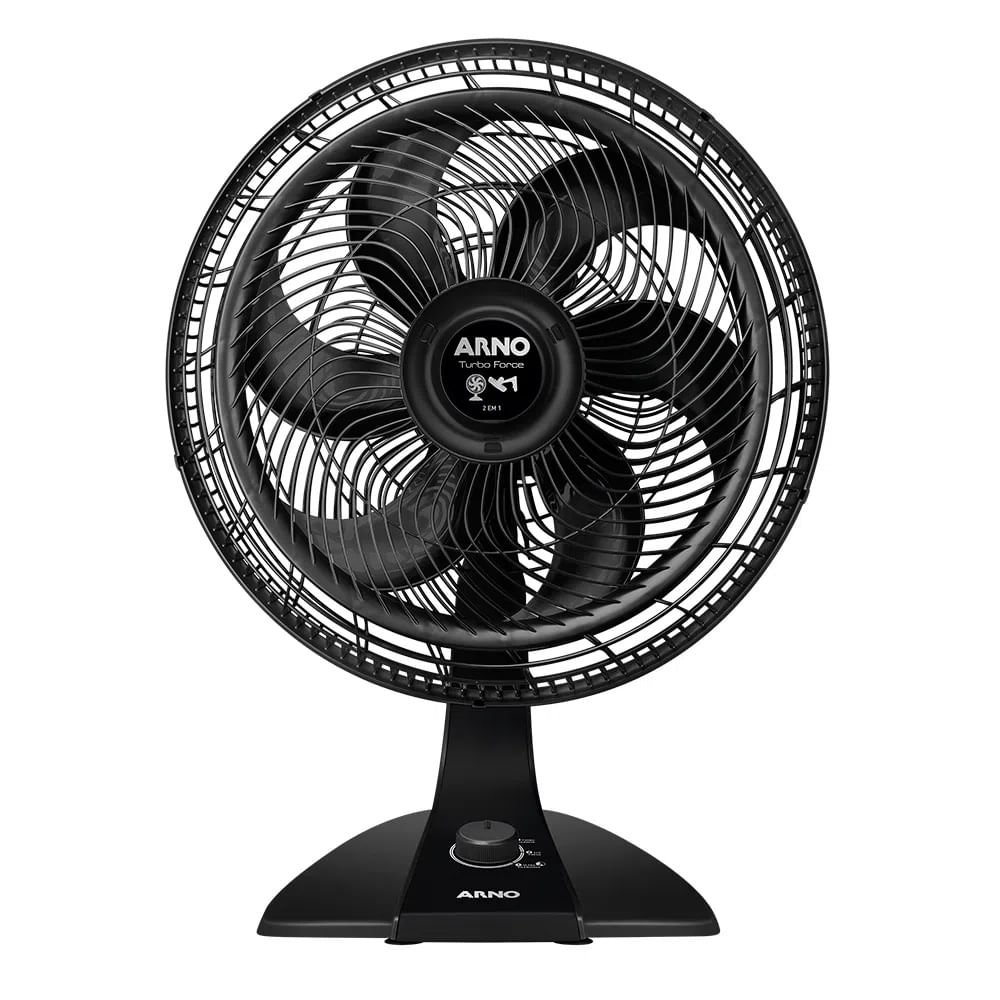 Ventilador De Mesa Arno Turbo Force 2 Em 1, 40cm, 6 Pás, 220V, Preto - Vf42