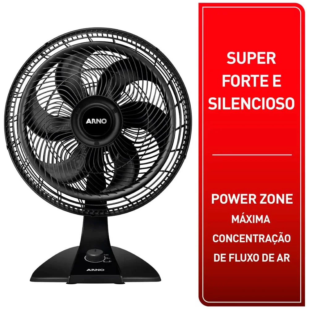 Imagem 5 de 5 do produto Ventilador De Mesa Arno Turbo Force 2 Em 1, 40cm, 6 Pás, 220V, Preto - Vf42