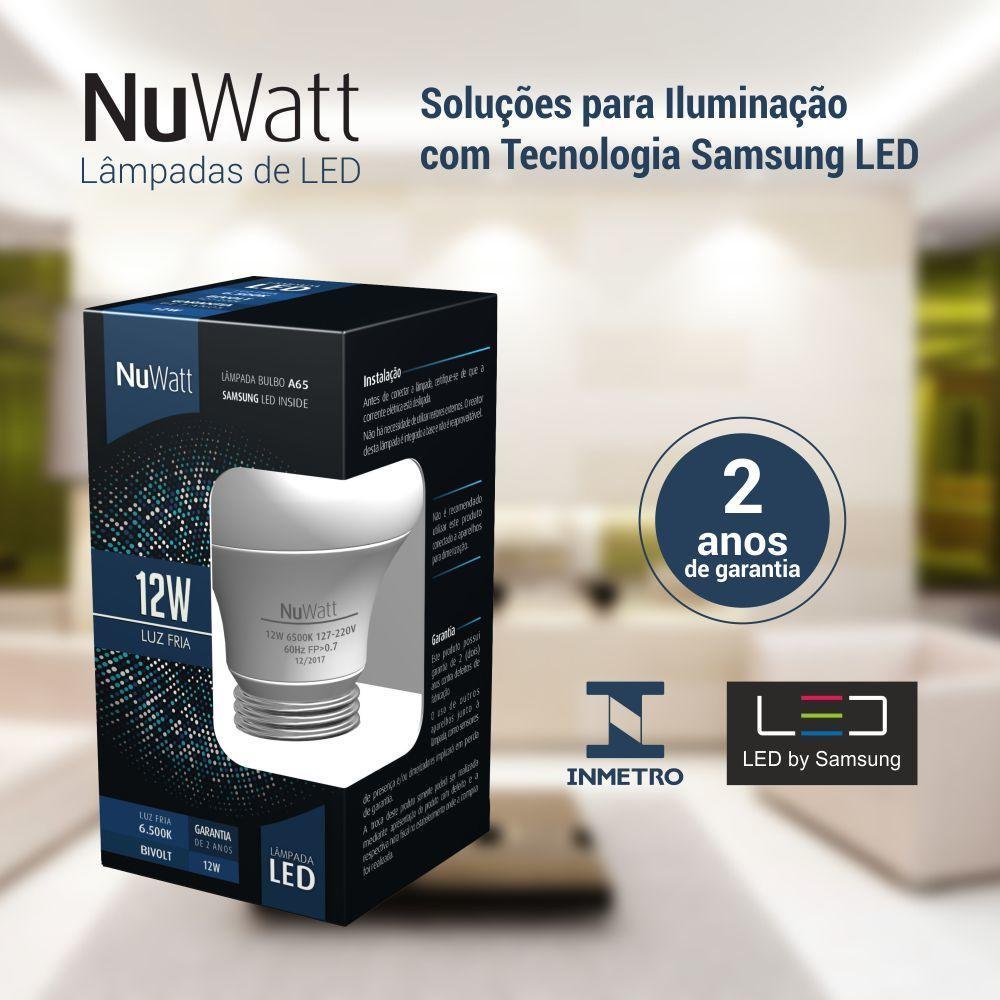 Imagem 2 de 3 do produto Kit 50 Lampada LED Bulbo 12w, Samsung A60, E27, Luz Branca Fria