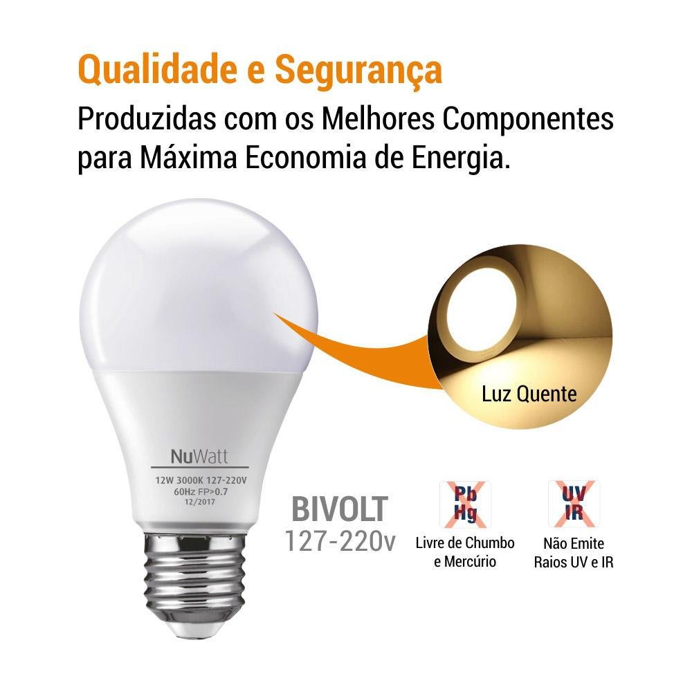 Imagem 4 de 4 do produto Kit 5 Lampada Led, Bulbo 12w, Samsung A60 E27, Luz Amare Quente