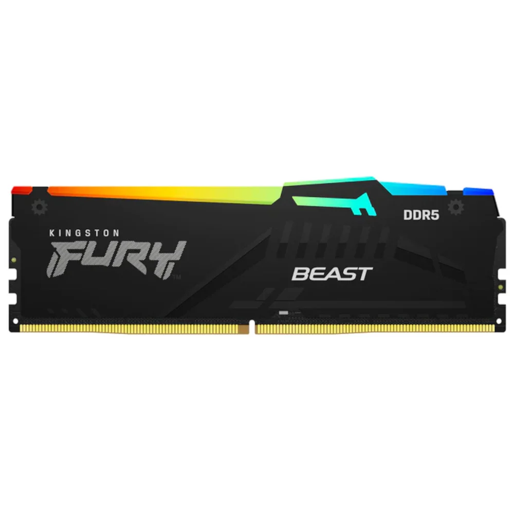 Memória Kingston Fury Beast, RGB, 16GB, 5200MHz, DDR5, CL40, Preto - KF552C40BBA-16