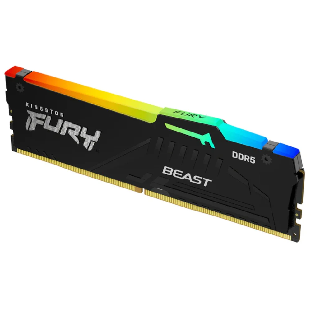 Memória Kingston Fury Beast, RGB, 16GB, 5200MHz, DDR5, CL40, Preto - KF552C40BBA-16