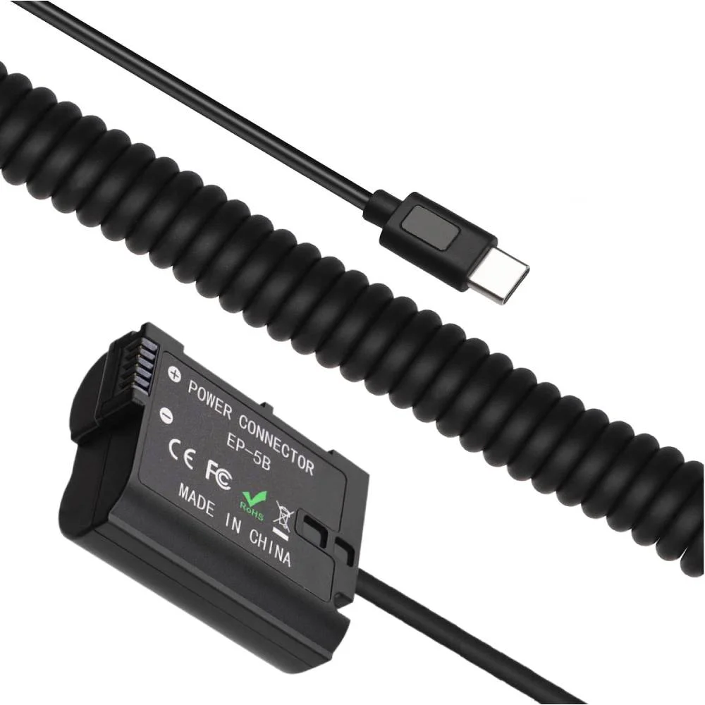 Adaptador Dummy, Pd Ep-5b, Bateria Nikon En-el15, Espiral Com Conector Usb-c Adaptador Dummy, Pd Ep-5b, Bateria Nikon En-el15, Espiral Com Conector Usb-c