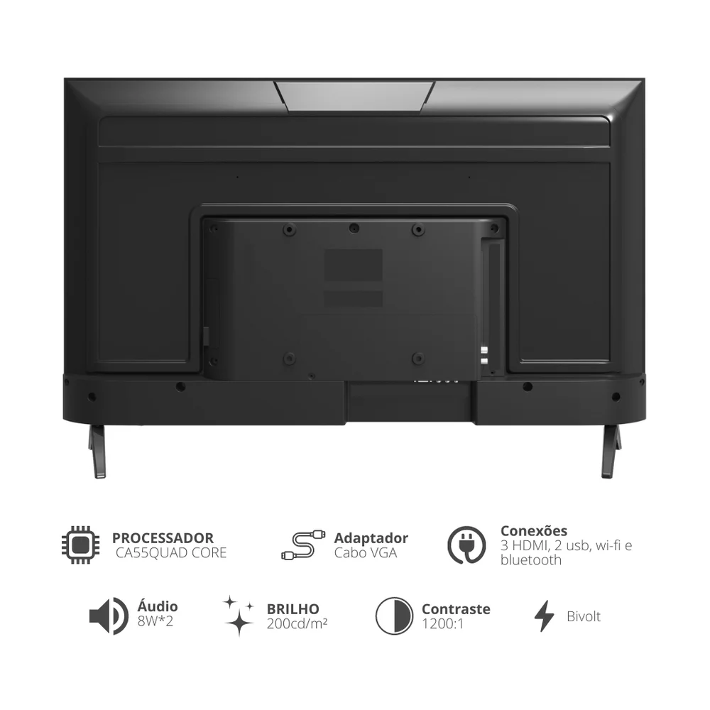 Imagem 4 de 5 do produto Smart TV LED Konka 43 Polegadas Full HD, Bluetooth, Design Sem Bordas, Comando Por Voz, Google Assistant, Android TV - KDG43
