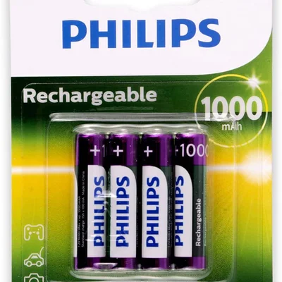 Pilha Recarregável Philips, AAA, Com 4 Palito, 1000MAH