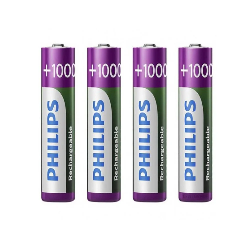 Pilha Recarregável Philips, AAA, Com 4 Palito, 1000MAH Pilha Recarregável Philips, AAA, Com 4 Palito, 1000MAH