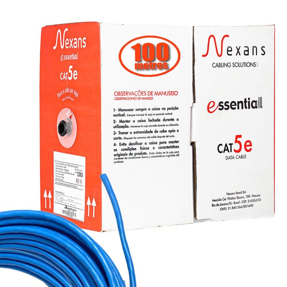 Cabo De Rede Cat5e 100 Metros, Az Cmx, Caixa Nexans - Azul Cabo De Rede Cat5e 100 Metros, Az Cmx, Caixa Nexans - Azul