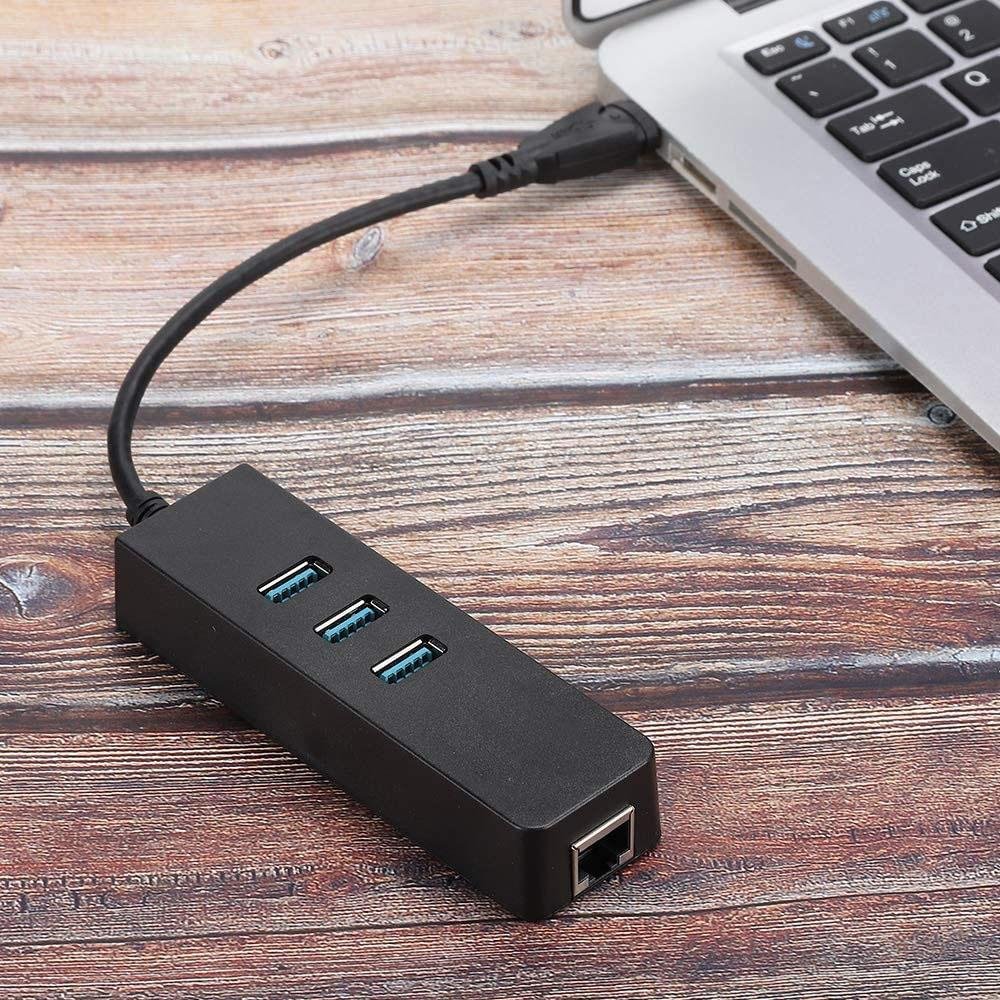 Imagem 2 de 5 do produto Conversor Ethernet, USB 3.0, Com HUB 3.0, De 3 Portas, Para RJ45