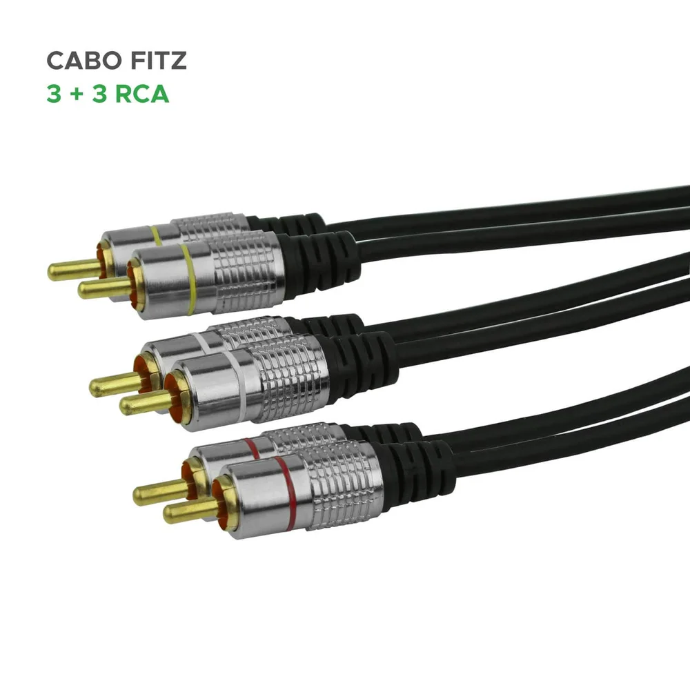 Imagem 3 de 3 do produto Cabo 3 RCA Macho,  3 RCA,Fitz, Macho, 3 Metros, 018-0751