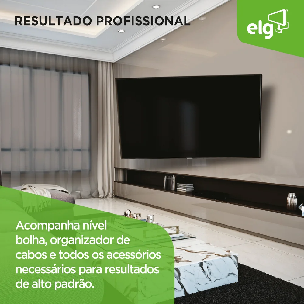 Imagem 2 de 4 do produto Suporte Articulado De Parede Para Tv, 55" A 90", Suporte Até 75kg, Distância Ajustável, Preto, A02v8xl, Elg