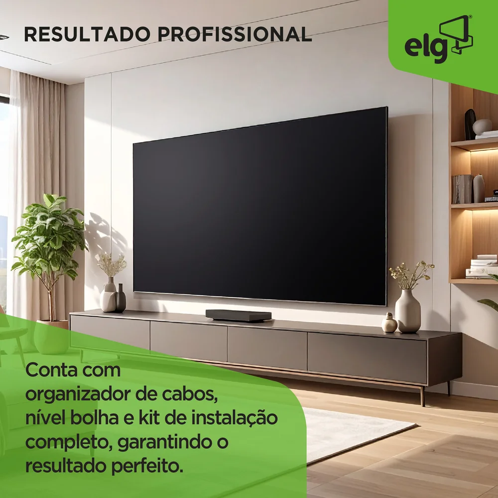 Imagem 4 de 4 do produto Suporte Multiarticulado De Parede Para Tv E Monitor De 50" A 90", Com Organizador De Cabos, Suporte Até 60kg, Preto, A02v8n, Elg