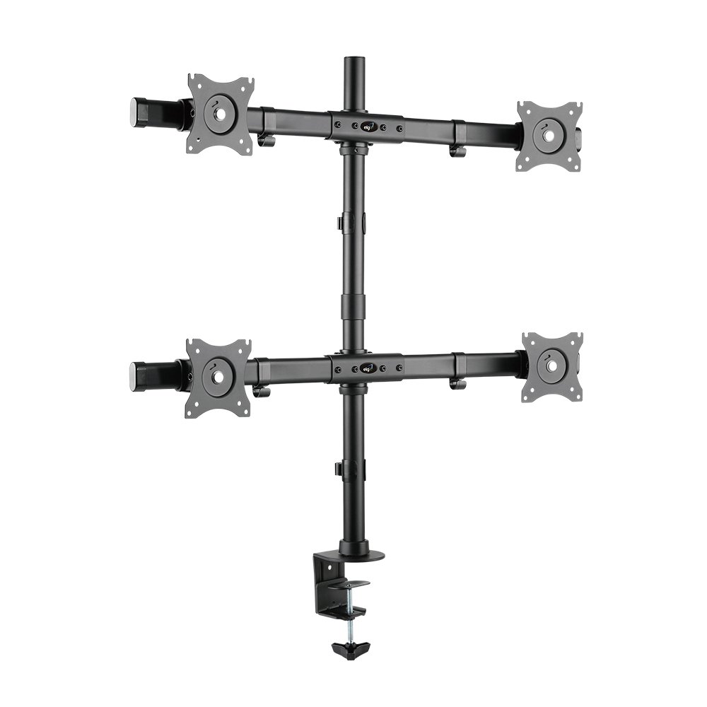 Suporte Ergonômico Articulado de Mesa, 4 Monitores 15" a 27", Giro 360°, Suporte Até 8kg por Tela, Preto, F160ND4, ELG