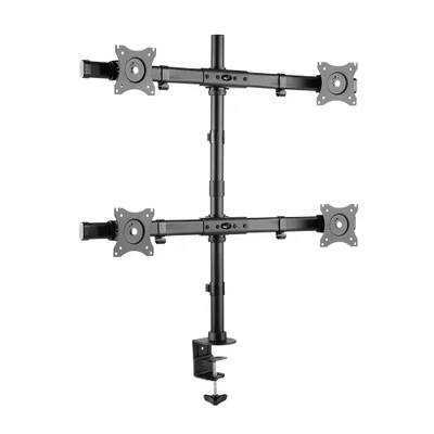 Suporte Ergonômico Articulado de Mesa, 4 Monitores 15" a 27", Giro 360°, Suporte Até 8kg por Tela, Preto, F160ND4, ELG