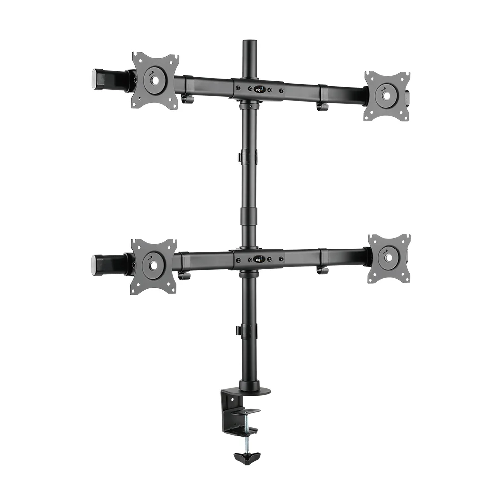 Imagem 1 de 3 do produto Suporte Ergonômico Articulado De Mesa, 4 Monitores 15" A 27", Giro 360°, Suporte Até 8kg Por Tela, Preto, F160nd4, Elg