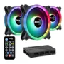 Kit 3 Coolers Duo 12 Pro ARGB + HUB + Controle Aerocool 3