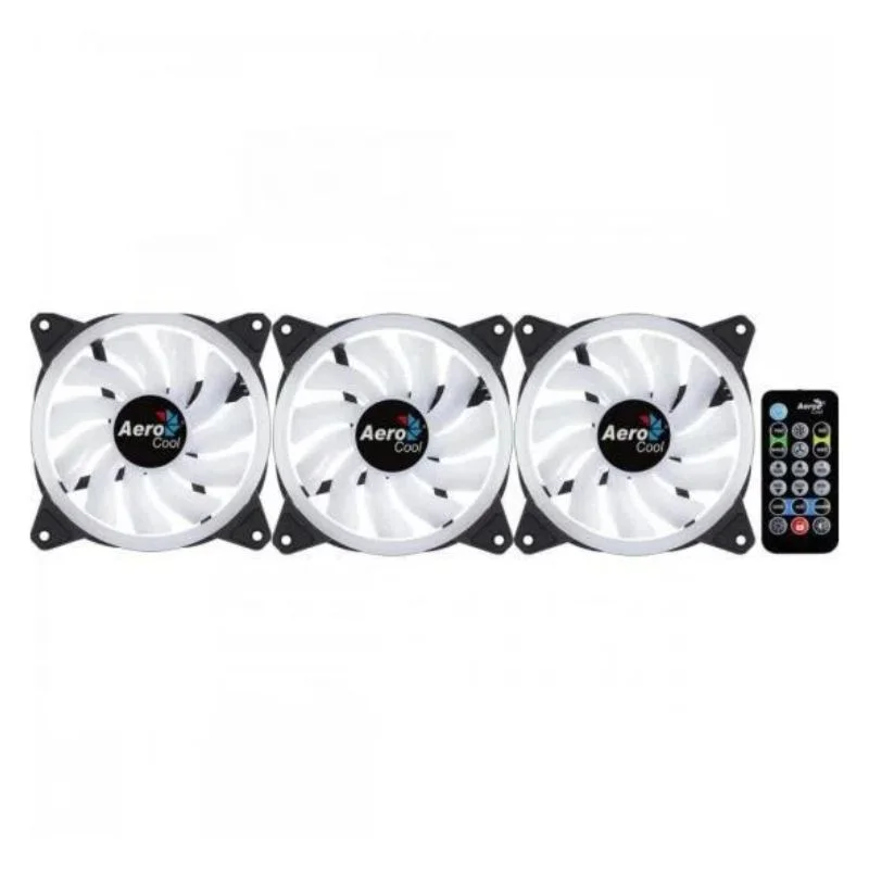 Imagem 3 de 5 do produto Kit 3 Coolers Duo 12 Pro ARGB + HUB + Controle Aerocool