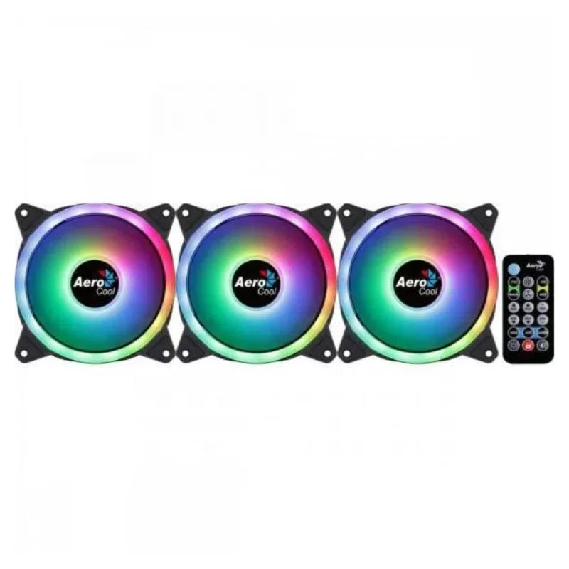 Imagem 5 de 5 do produto Kit 3 Coolers Duo 12 Pro ARGB + HUB + Controle Aerocool