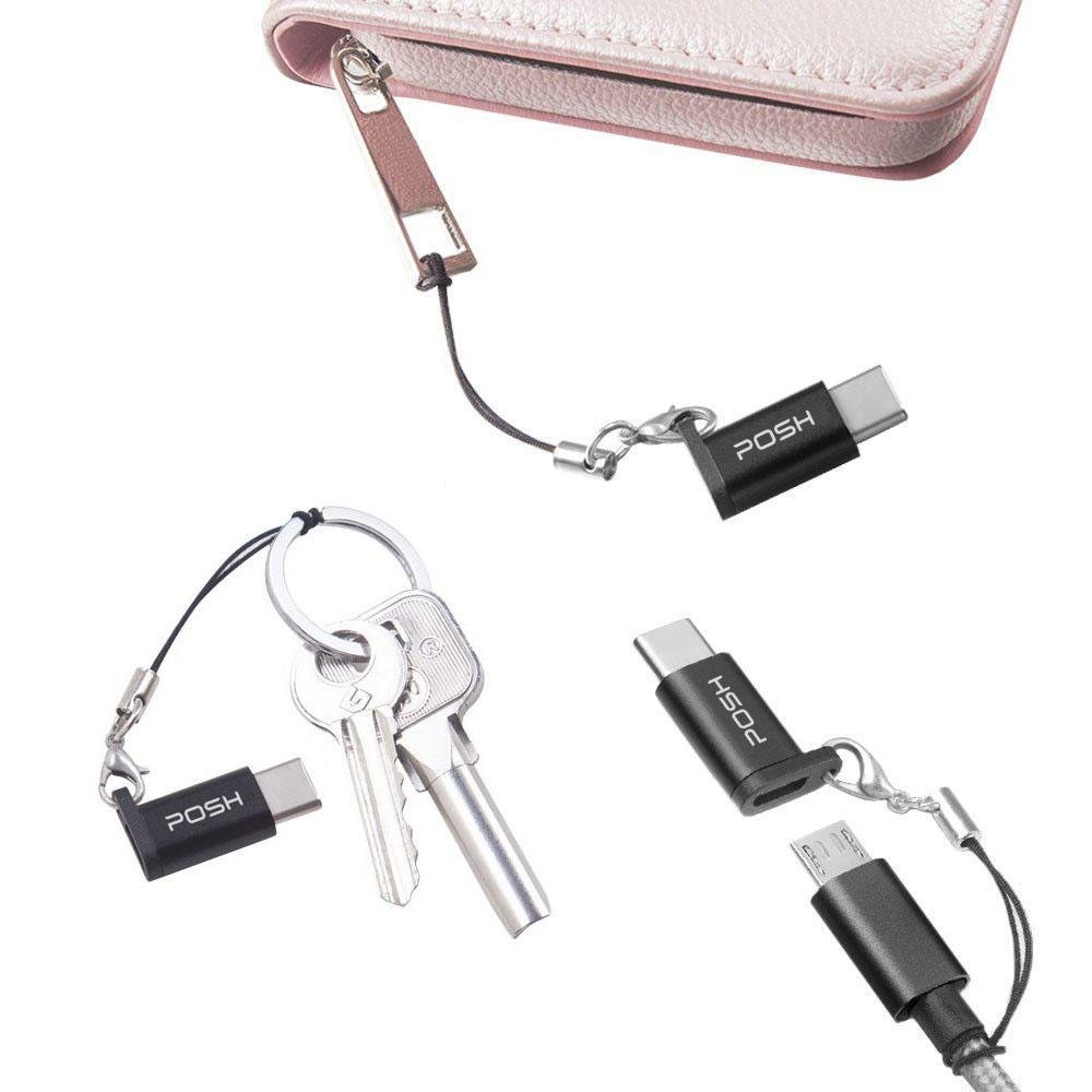 Imagem 2 de 2 do produto Adaptador Posh Micro USB, Para USB C, Em Metal Com Cordão, Para Cabo USB, Dourado