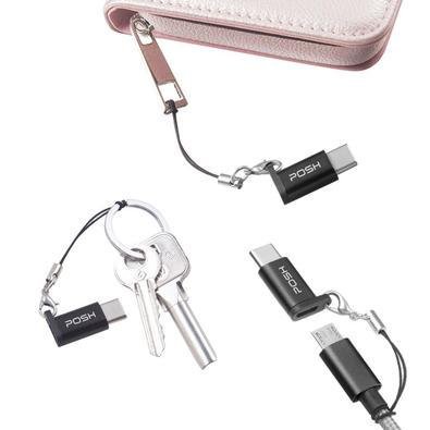 Adaptador Posh Micro USB, Para USB C, Em Metal Com Cordão, Para Cabo USB — foto 2
