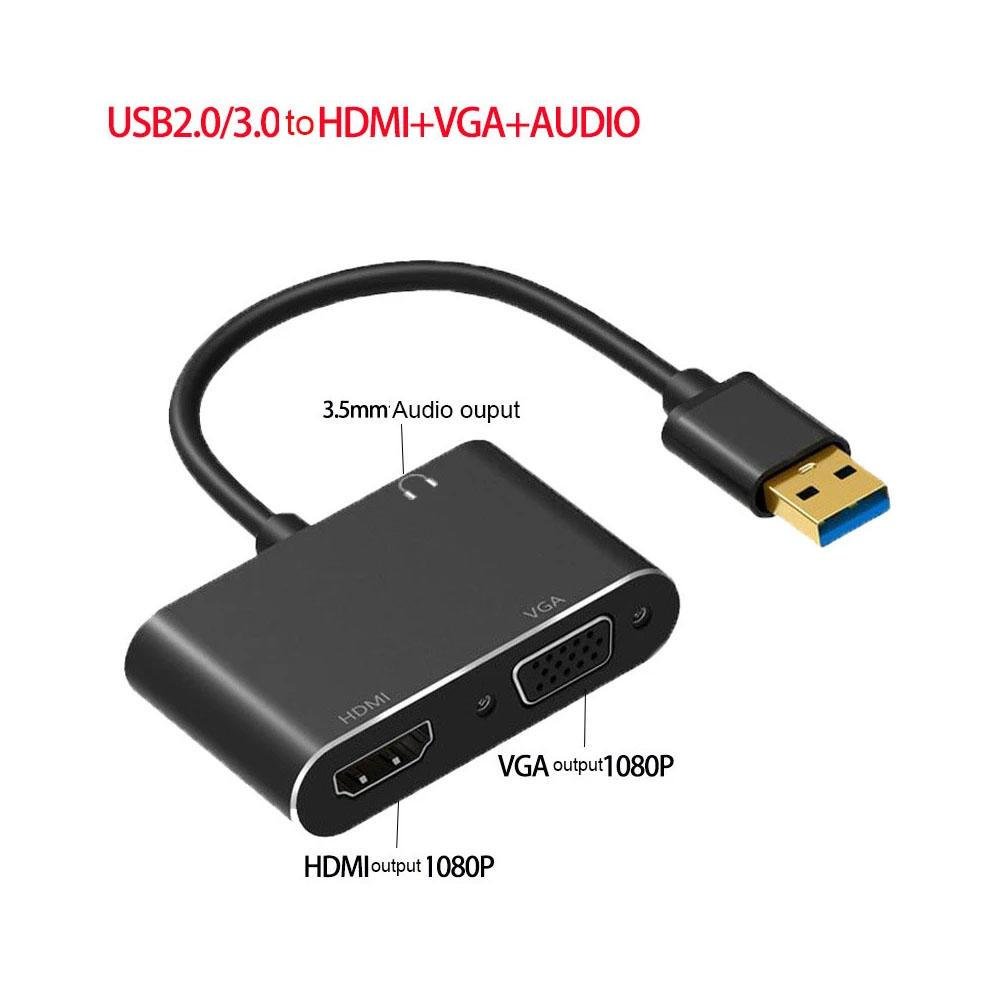 Adaptador USB Portas HDMI E VGA Fêmea KaBuM!