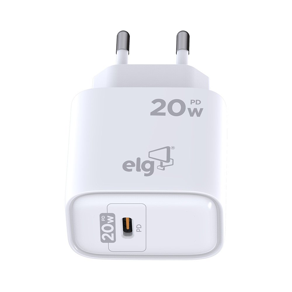 Carregador Usb Tipo-c Elg, Power Delivery, 20w, Branco - Wcpd