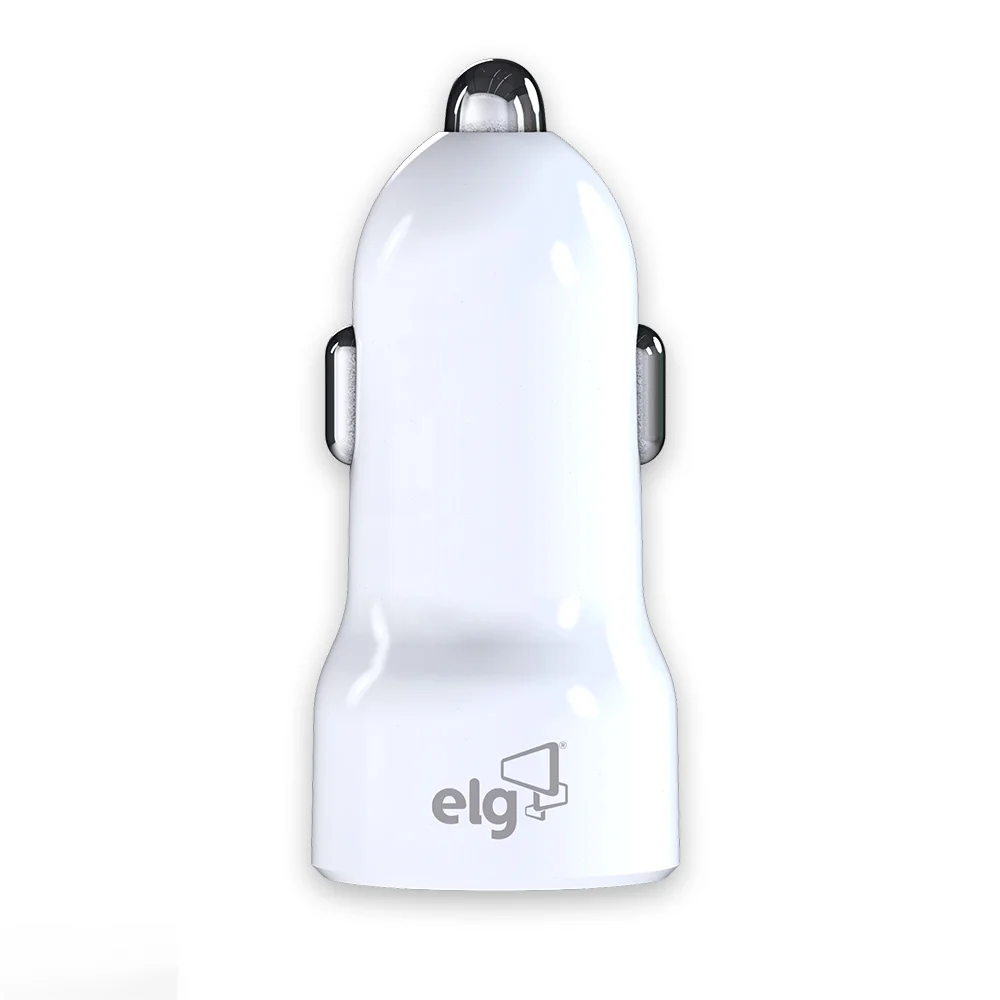 Imagem 5 de 5 do produto Carregador Veicular, Elg 1x Usb Tipo-c 1x Usb, Branco - Cc2stc