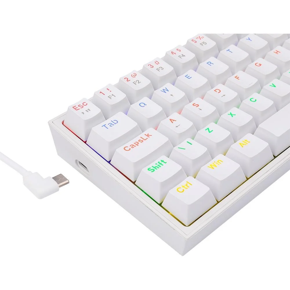 Imagem 2 de 5 do produto Teclado Mecânico Gamer Redragon Fizz, LED Rainbow, Switch Marrom, N-Key Rollover, ABNT2 - K617-R-W
