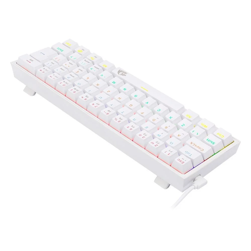 Imagem 3 de 5 do produto Teclado Mecânico Gamer Redragon Fizz, LED Rainbow, Switch Marrom, N-Key Rollover, ABNT2 - K617-R-W