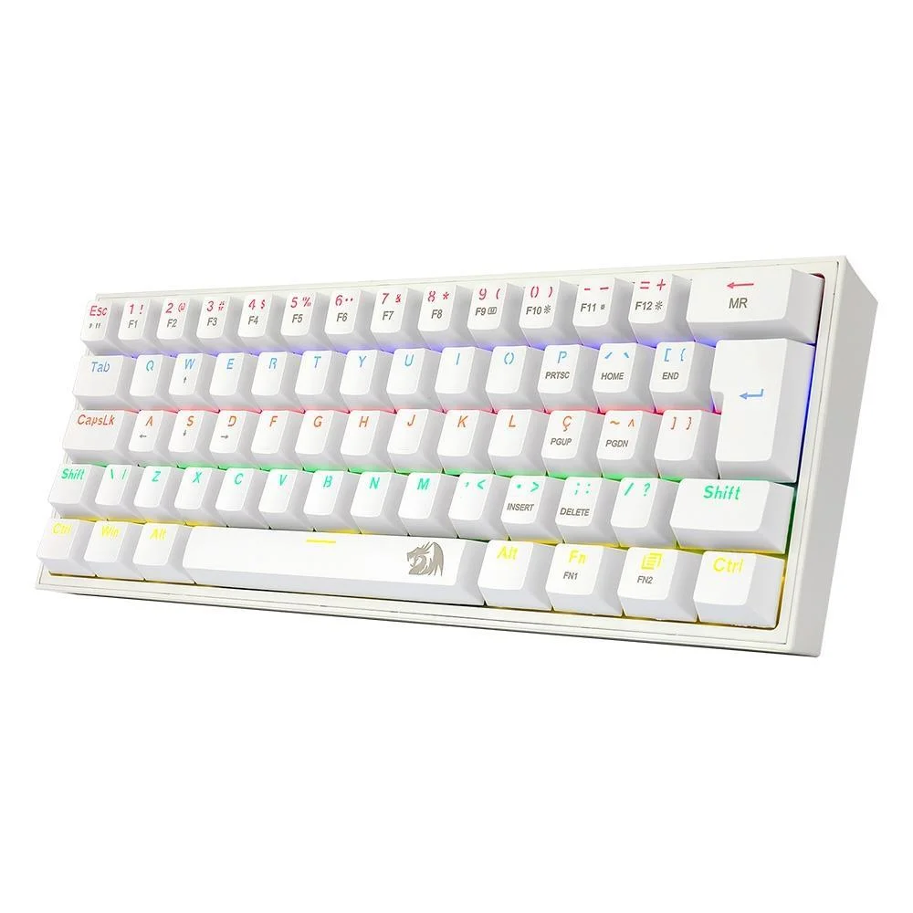 Imagem 5 de 5 do produto Teclado Mecânico Gamer Redragon Fizz, LED Rainbow, Switch Marrom, N-Key Rollover, ABNT2 - K617-R-W