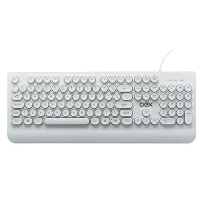 Teclado Com Fio Usb Pop Slim Teclas Redondas Abnt2 Tc400 Branco - Oex.