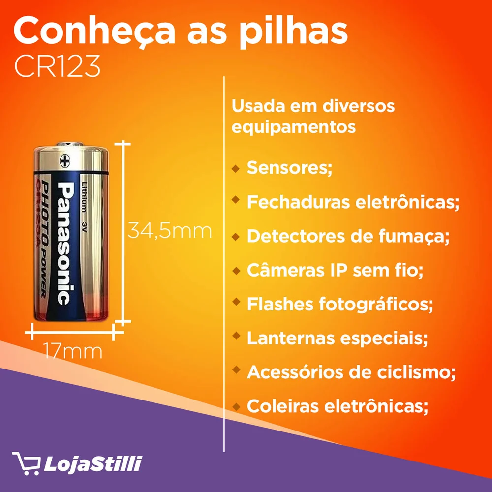 Bateria Panasonic, CR123A, 3V, 1550MAH Bateria Panasonic, CR123A, 3V, 1550MAH