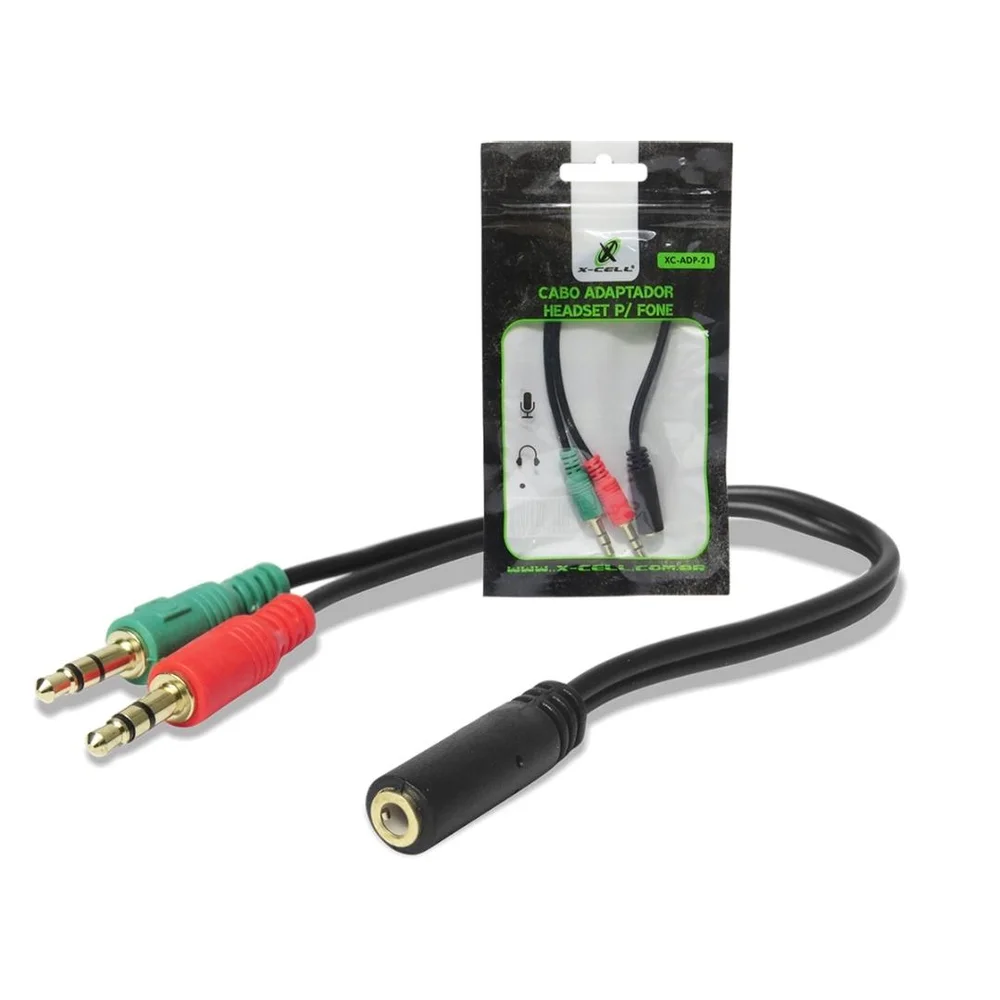 Imagem 2 de 2 do produto Adaptador P3 X 2 P2 Xcell, Headset, Fone