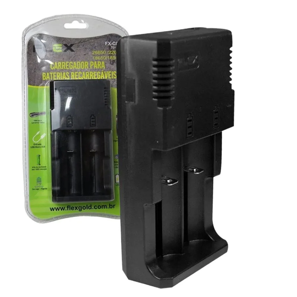 Carregador De Baterias 18650 18500 22650 26550 Flex Fx-c09