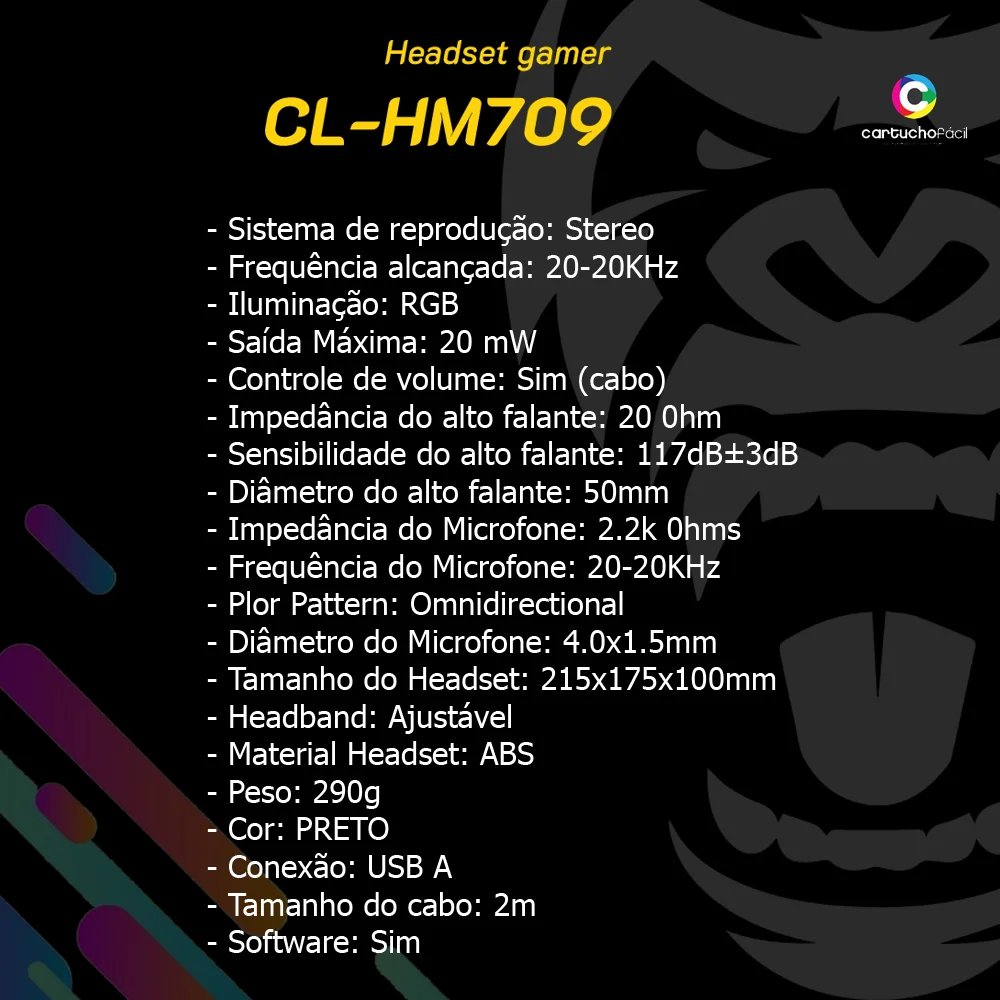 Fone De Ouvido Headset Clanm Gamer Mount, Preto Rgb,Cl-hm709. Fone De Ouvido Headset Clanm Gamer Mount, Preto Rgb,Cl-hm709.