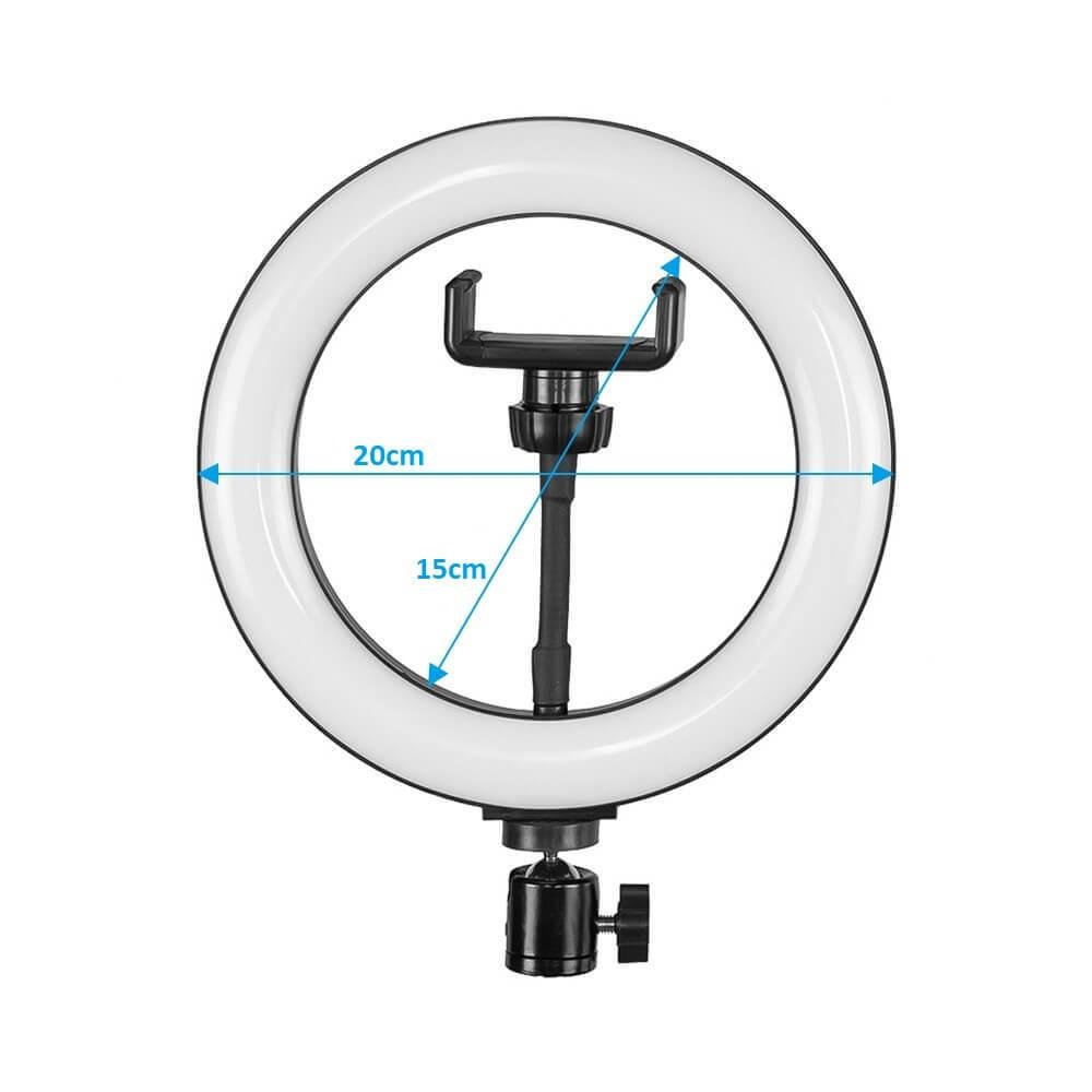 Imagem 4 de 5 do produto Iluminador De Led Ring Light, 8 Polegadas + Tripé 2,10m.