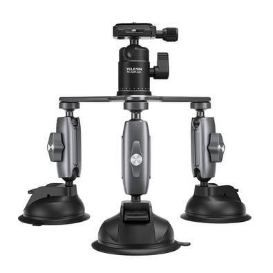 Suporte Ventosa Tripla Para Gopro E Câmeras Similares - Telesin.