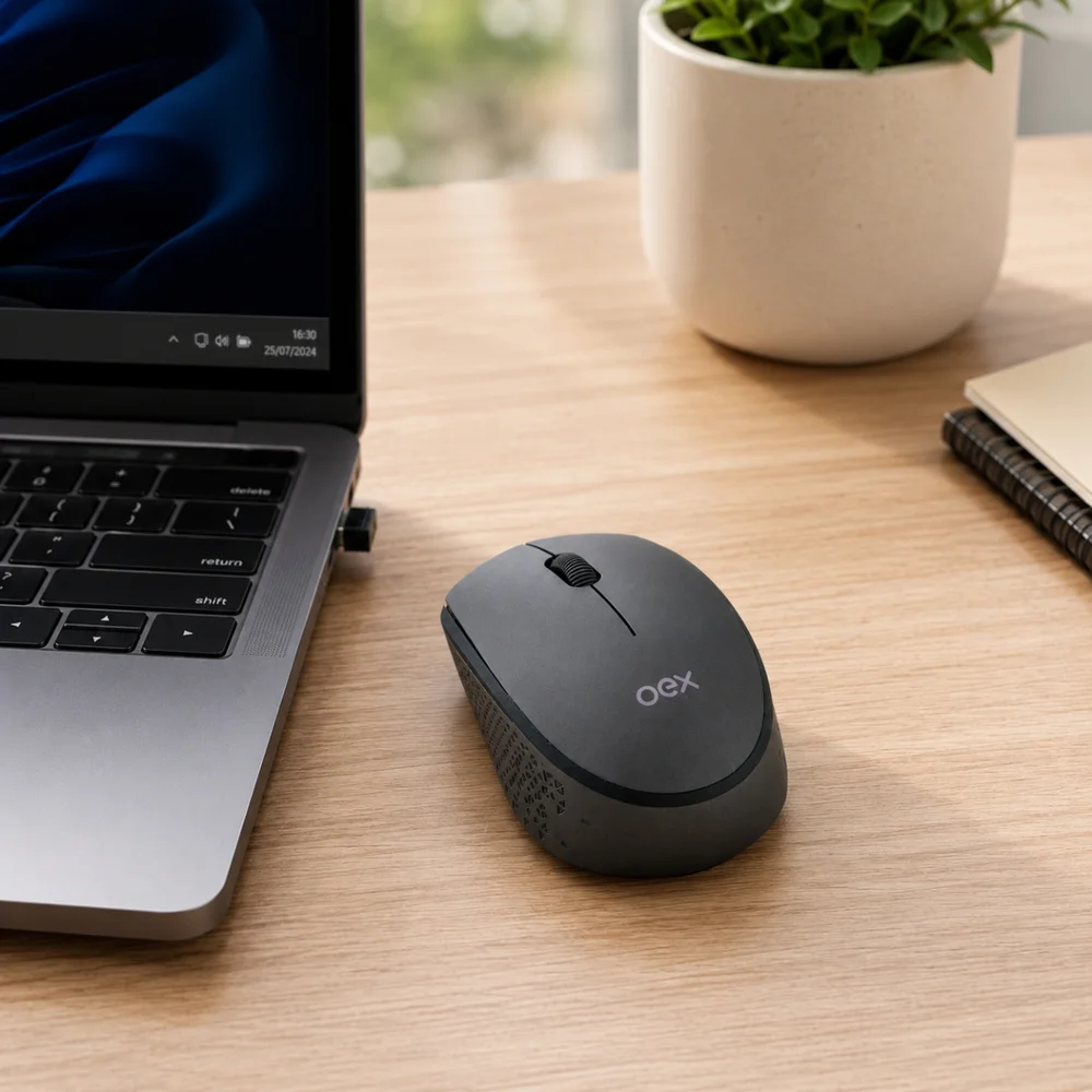 Imagem 2 de 4 do produto Mouse Bluetooth E Wireless Óptico,Oex, 1000 Dpi Cozy Ms602, Prata.