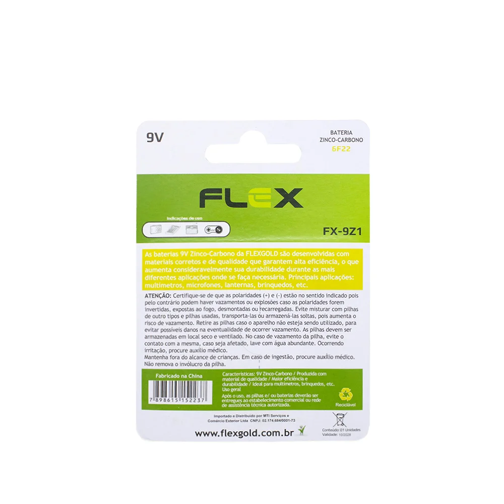 Bateria Flex Zinco 9v 1 Unidade Bateria Flex Zinco 9v 1 Unidade