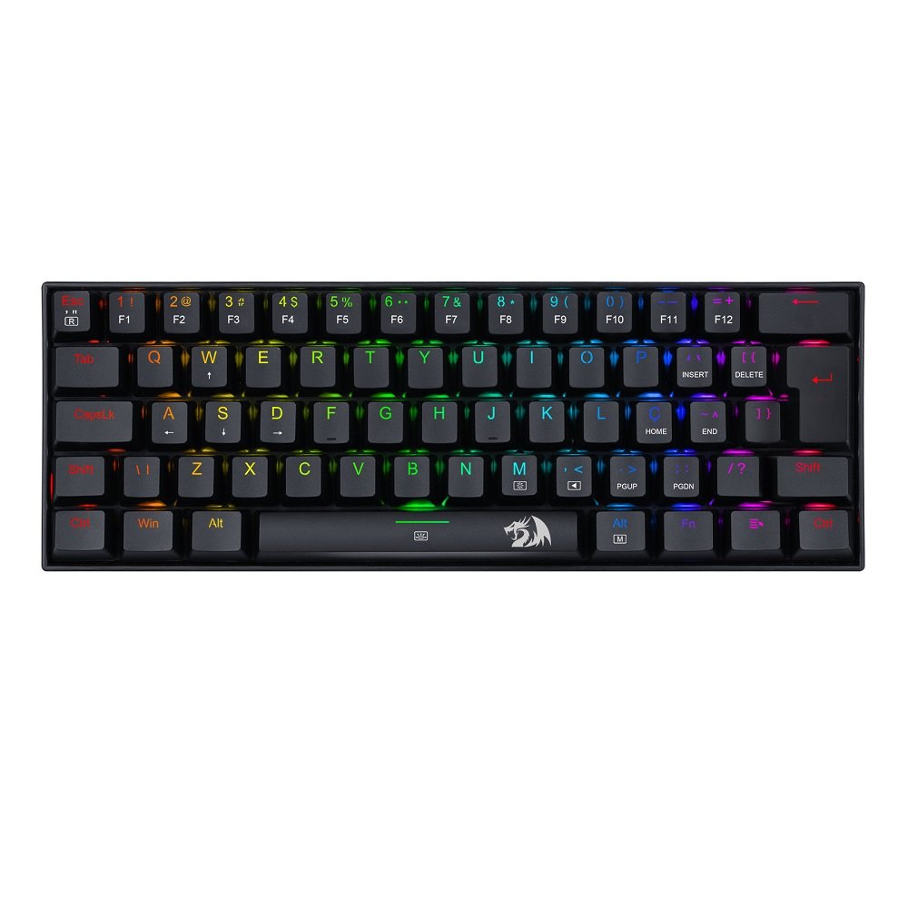 Teclado Redragon Mecânico Gamer Dragonborn, RGB, 60%, Switch Azul, Preto, Abnt2