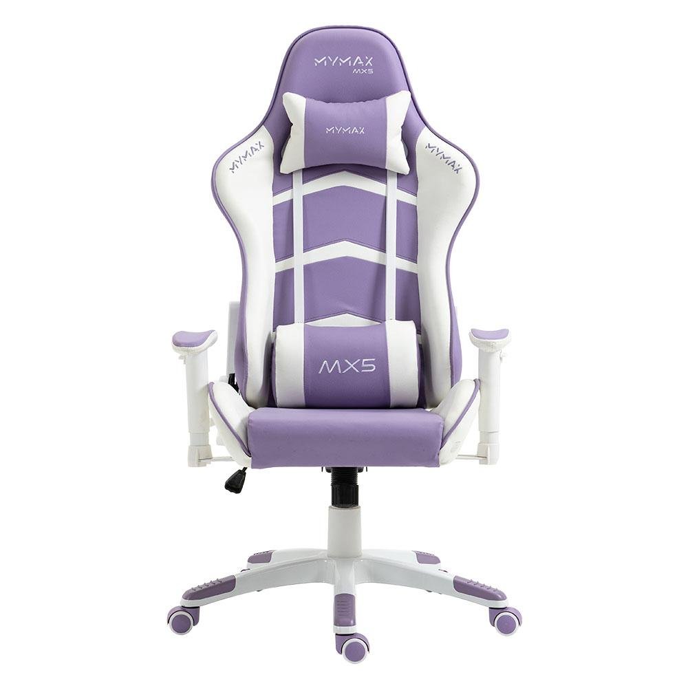 Cadeira Gamer Mymax MX5, Até 150 Kg, Giratória, Branco e Roxo