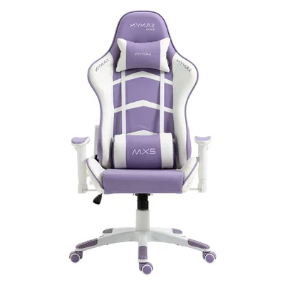 Cadeira Gamer Mymax MX5, Até 150 Kg, Giratória, Branco e Roxo